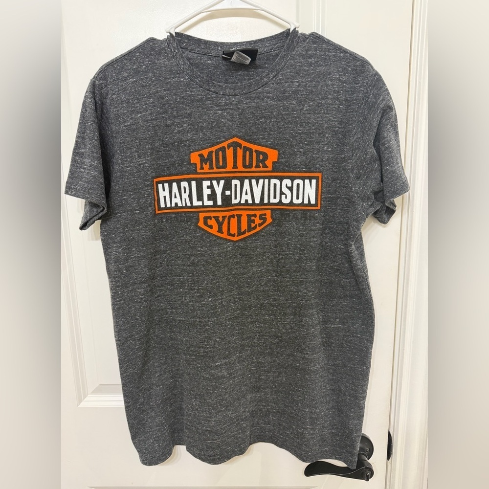 Harley-Davidson Charcoal Tee with Orange Logo- Milwaukee Museum
